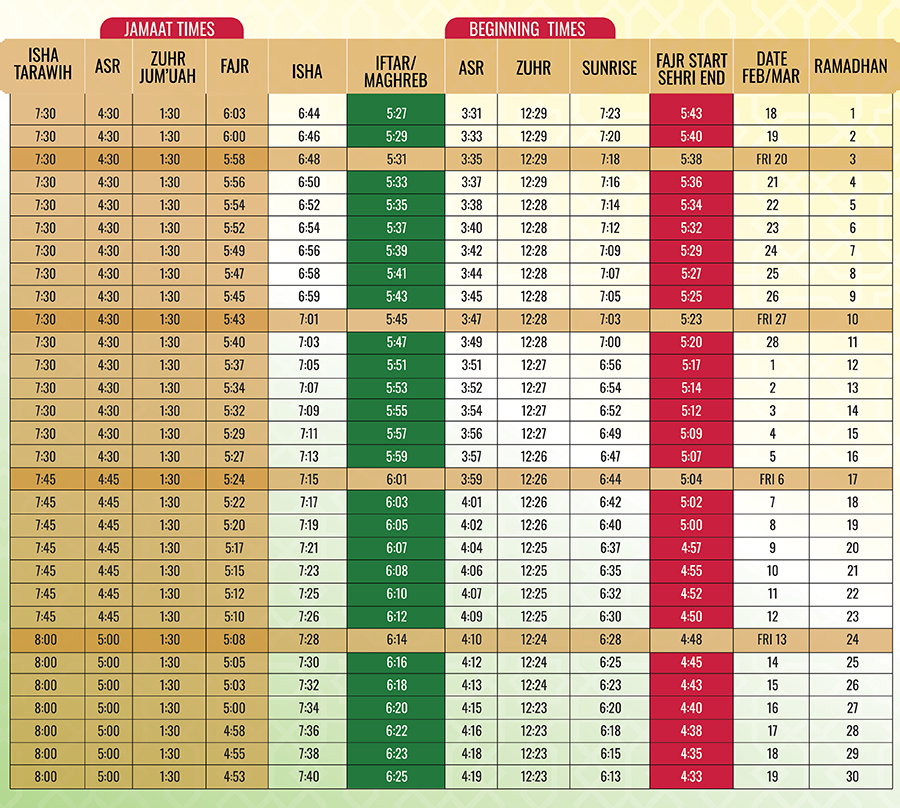 Ramadan 2026 Calendar